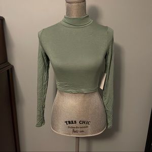 Sage Green Mock Neck Crop Top